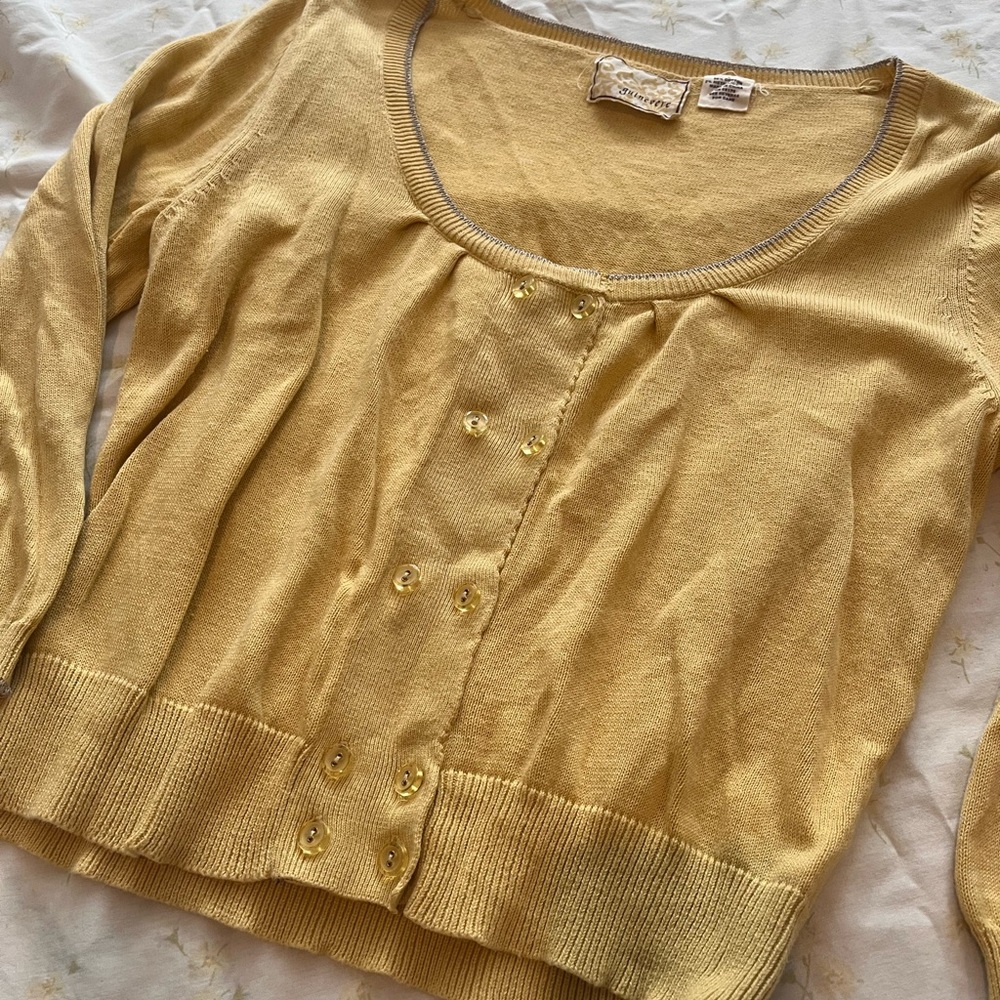 Guinevere butter yellow cotton cardigan